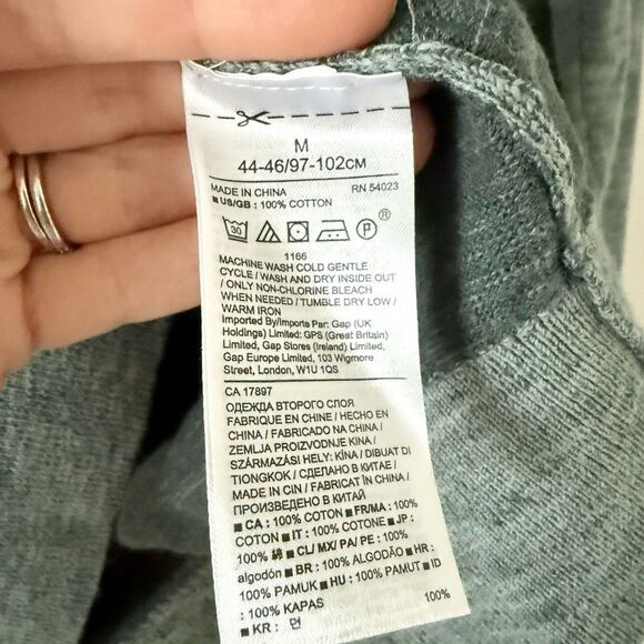 Banana Republic 100% Cotton Slub Long Sleeve Knit in Heathered Green - Size M - Picture 5 of 5